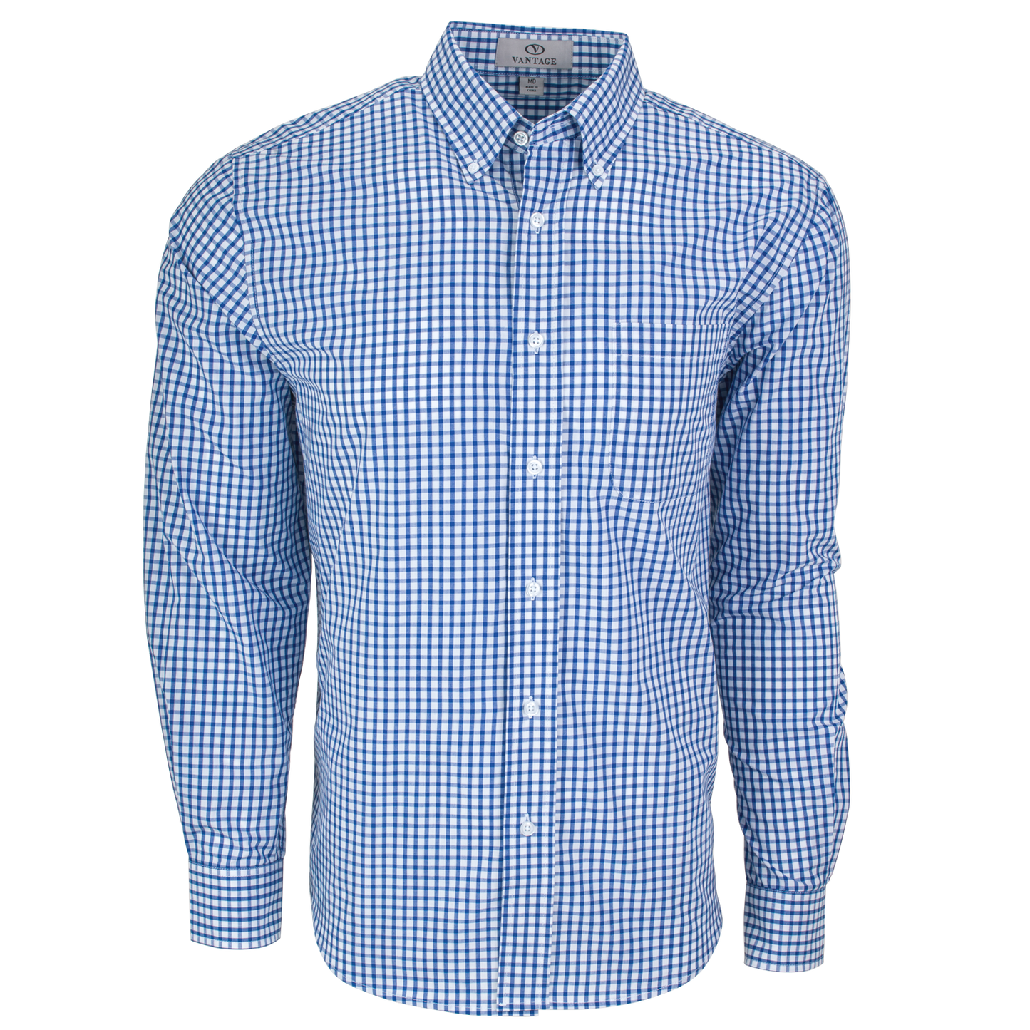 Royal/White Dress Shirt with Embroidered Cotton Crest