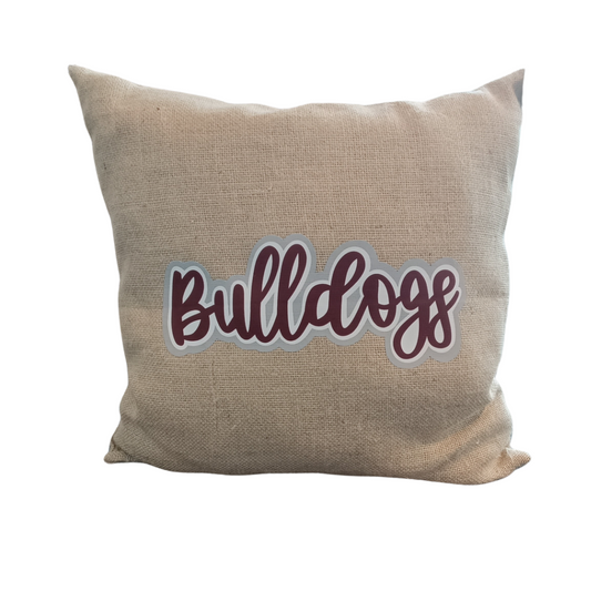 Bulldogs Square Burlap Pillow
