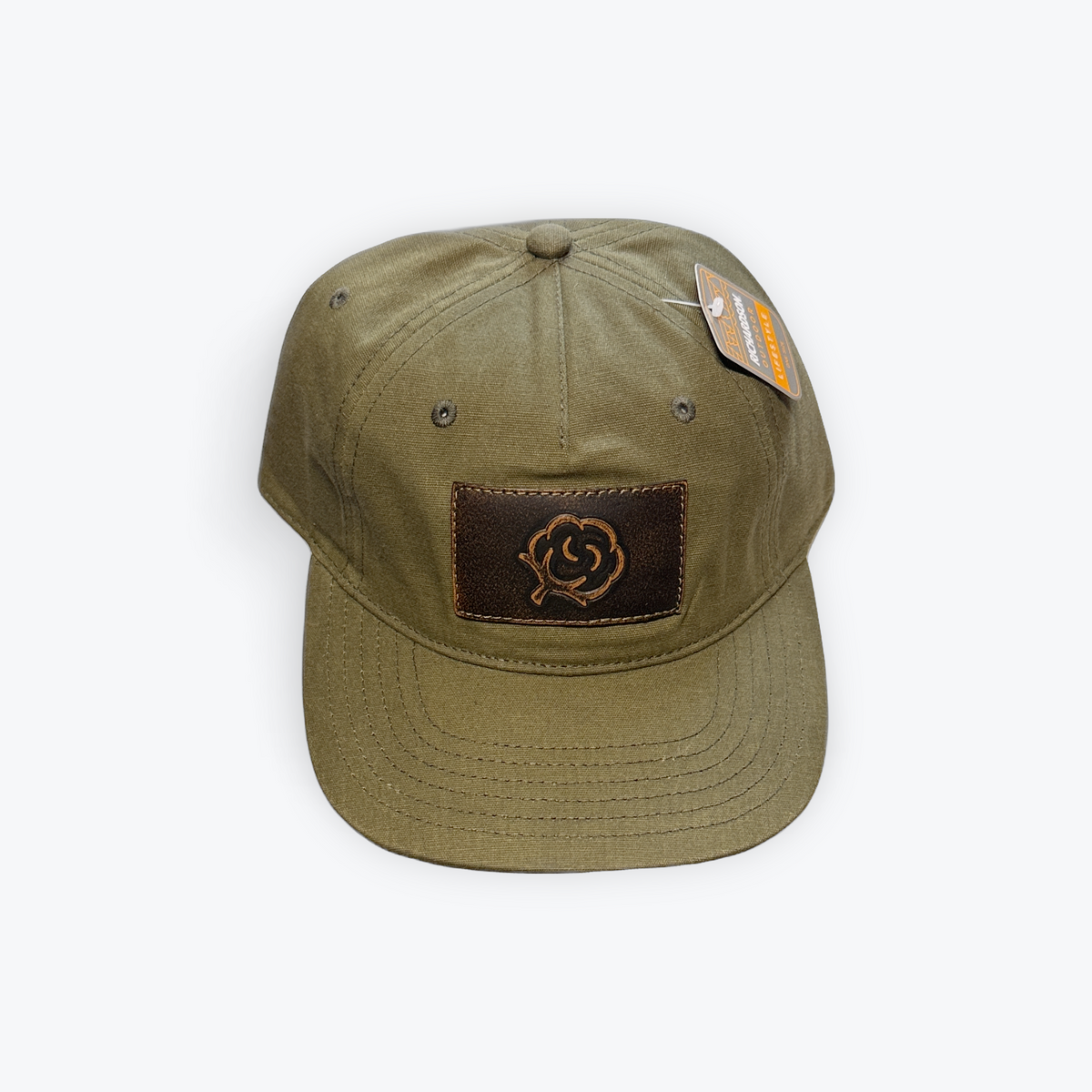 Olive Waxed Hat with Cotton Leather Patch