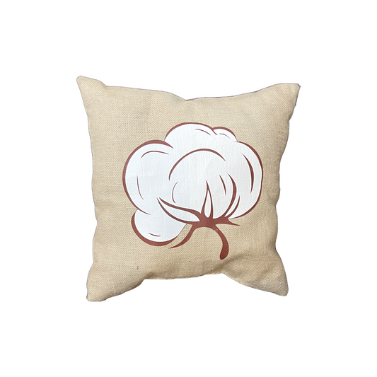 Cotton Boll Square Burlap Pillow