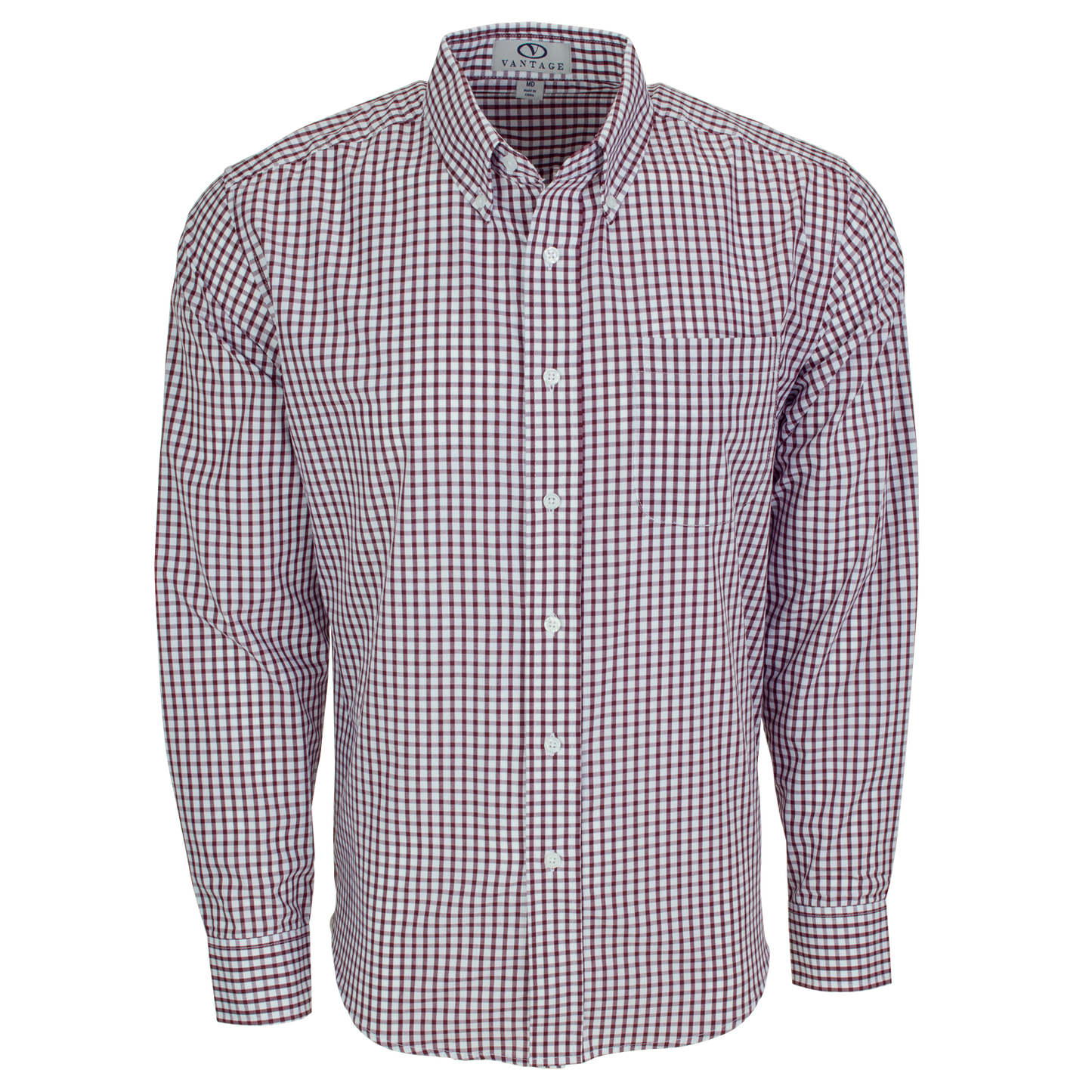 Deep Maroon/White Dress Shirt with Embroidered Cotton Crest