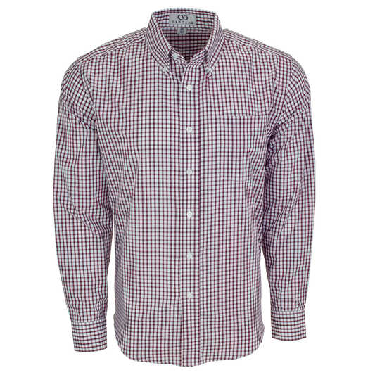 Deep Maroon/White Dress Shirt with Embroidered Cotton Crest