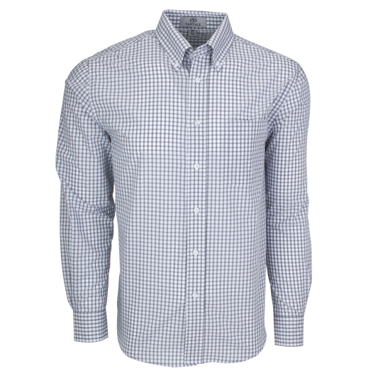 Grey/White Dress Shirt with Embroidered Cotton Crest