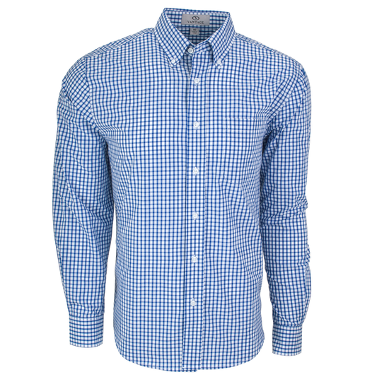 Royal/White Dress Shirt with Embroidered Cotton Crest