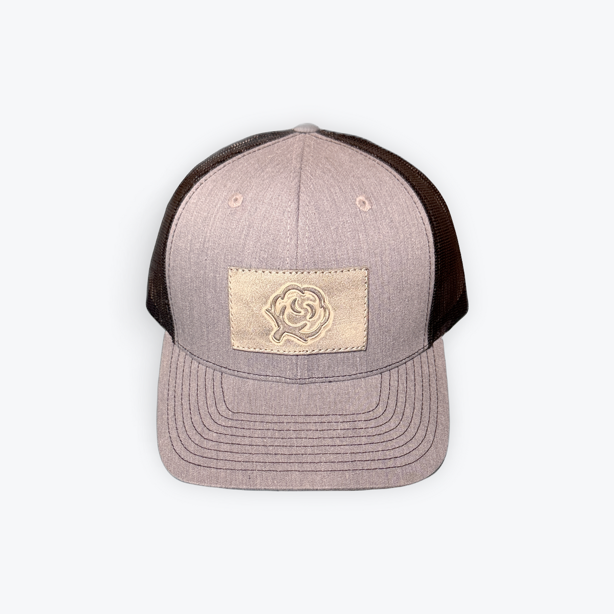 Grey/Black Hat with Cotton Leather Patch