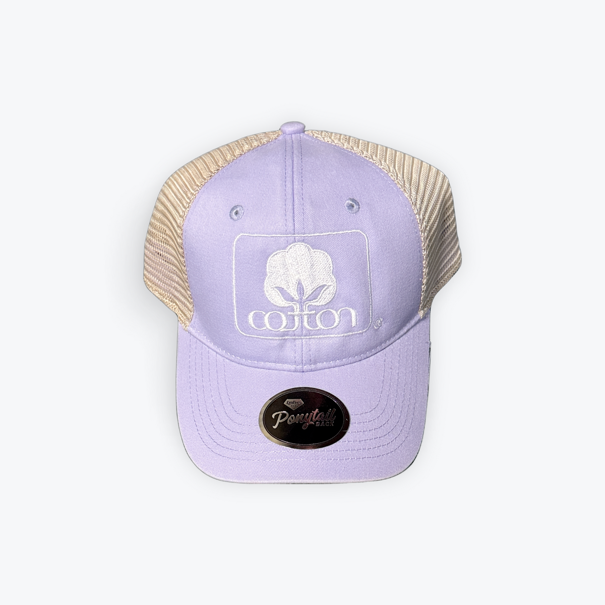 Cotton Inc. Lavender/Tea Ponytail Hat