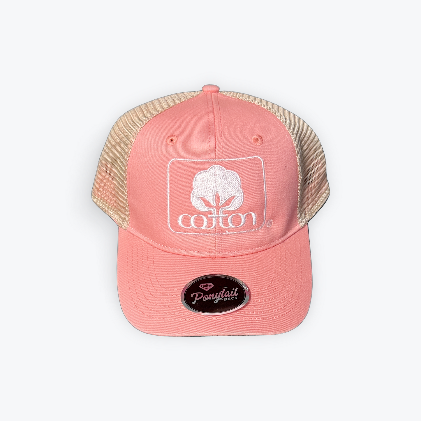 Cotton Inc. Coral/Tea Ponytail Hat