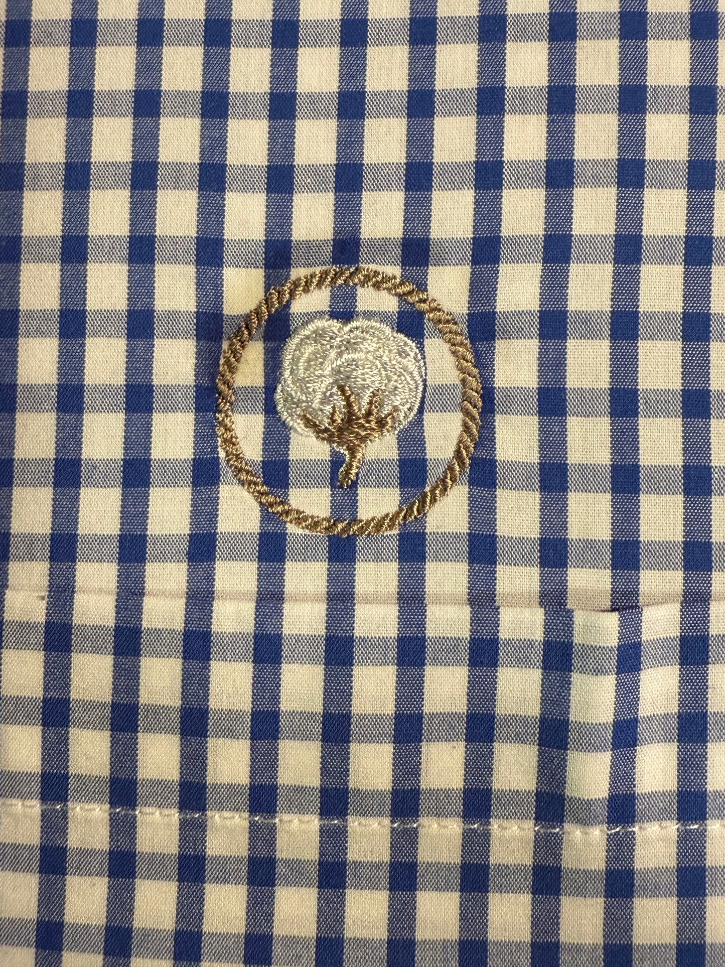 Royal/White Dress Shirt with Embroidered Cotton Crest