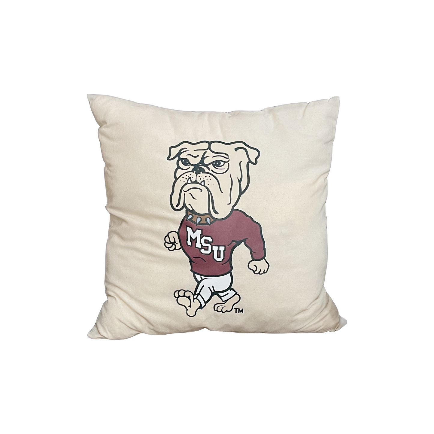 MSU Walking Bully Square Cotton Cloth Pillow