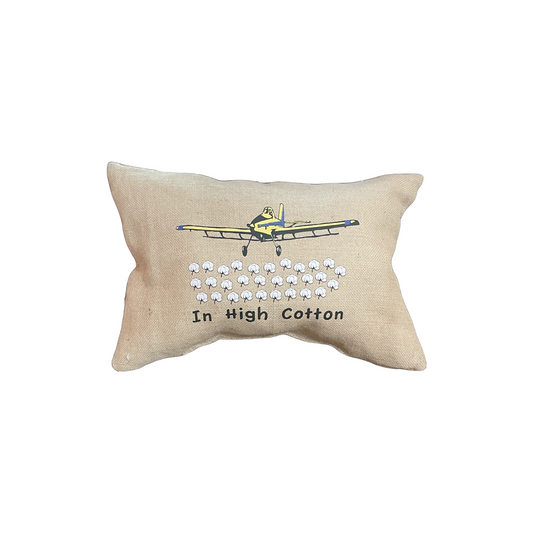 Crop Duster Lumbar Burlap Pillow