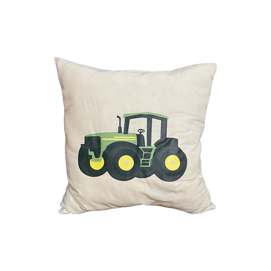 Green Tractor Square Cotton Cloth Pillow