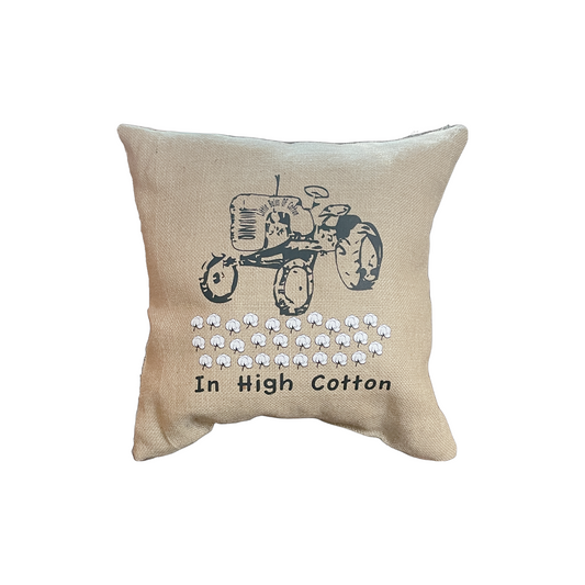 Antique Tractor Square Burlap Pillow