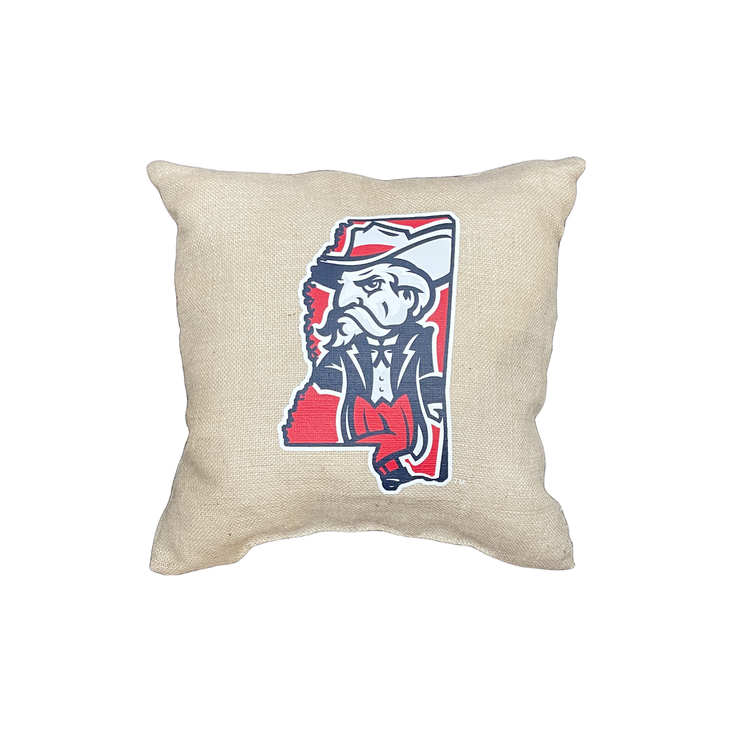 Colonel Reb in State of MS Square Burlap Pillow