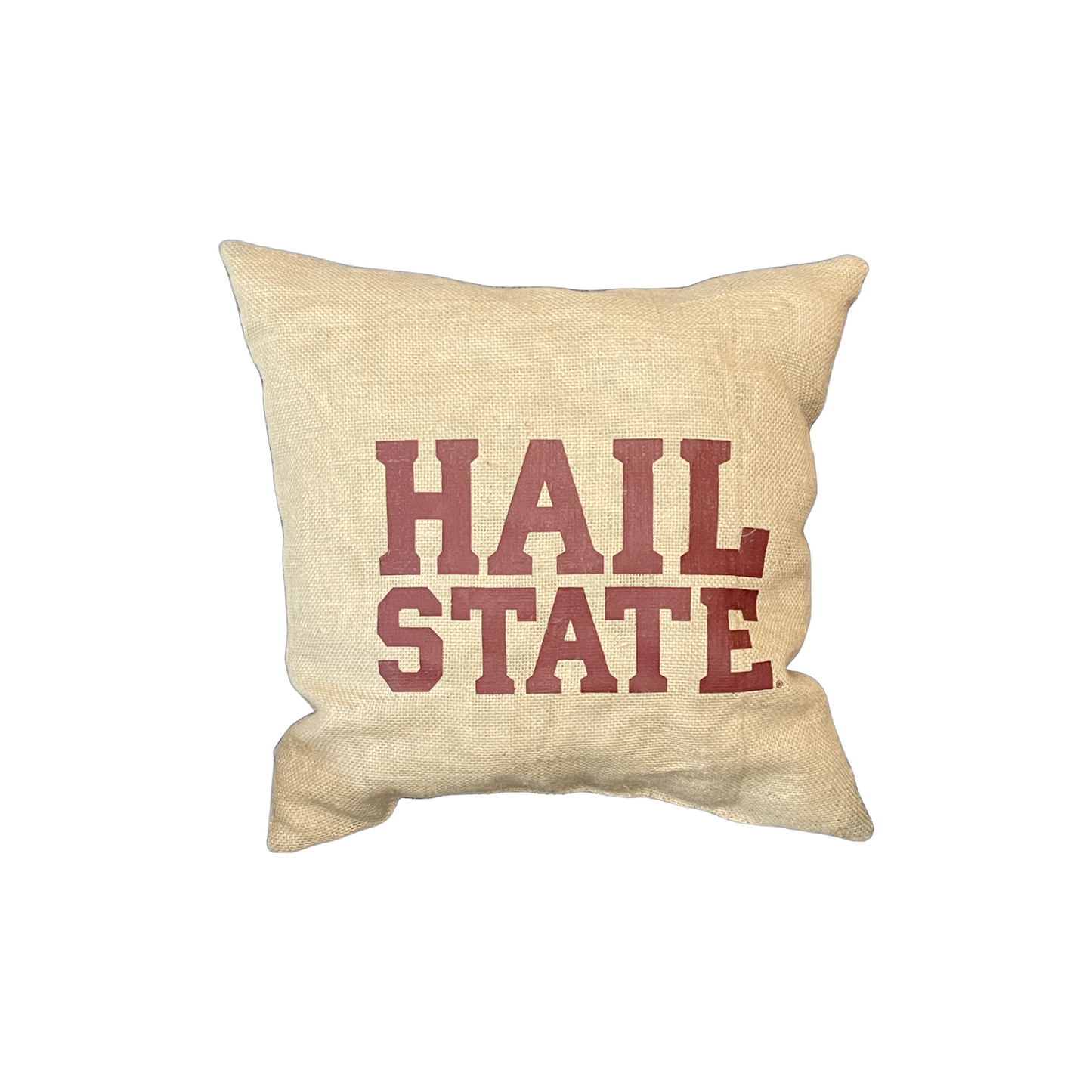 Hail State Square Burlap Pillow