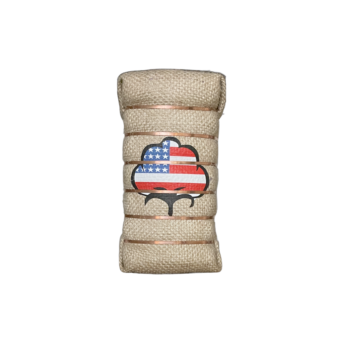 6" USA Flag in Cotton Boll Bale